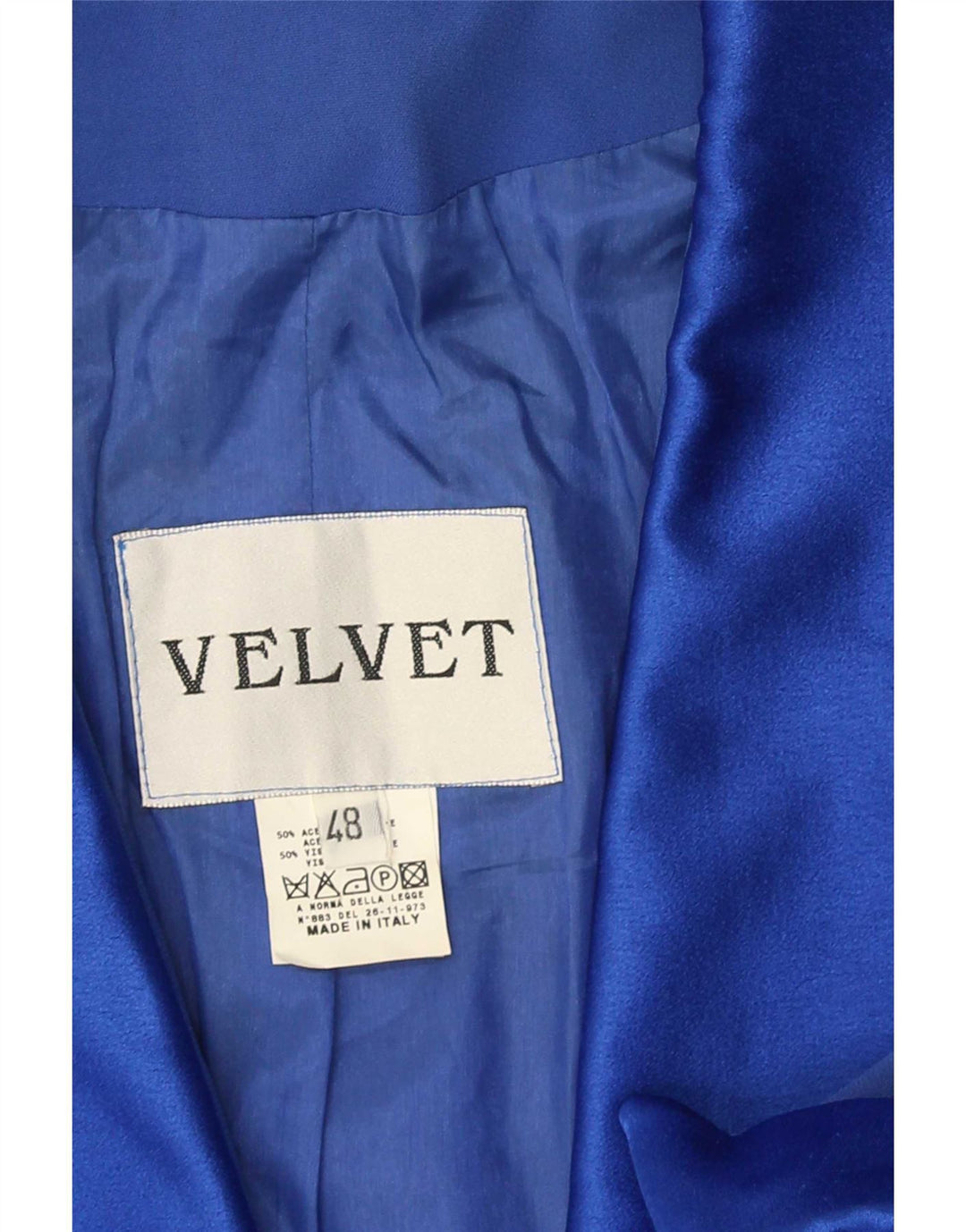 Jachetă catifea pentru femei cu 1 nasture cu mânecă scurtă IT 48 XL Acetat albastru