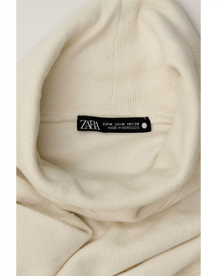Top cu gât rulat Zara pentru femei cu mânecă lungă UK 14 Medium Off White