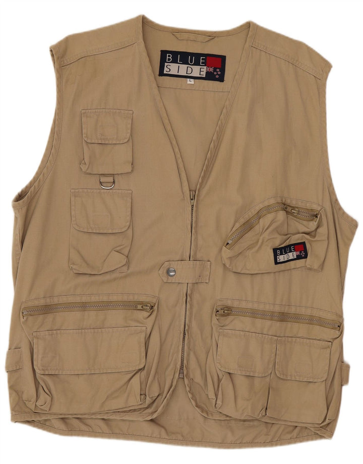 Blue Side Gilet utilitar pentru bărbați UK 40 Large Brown
