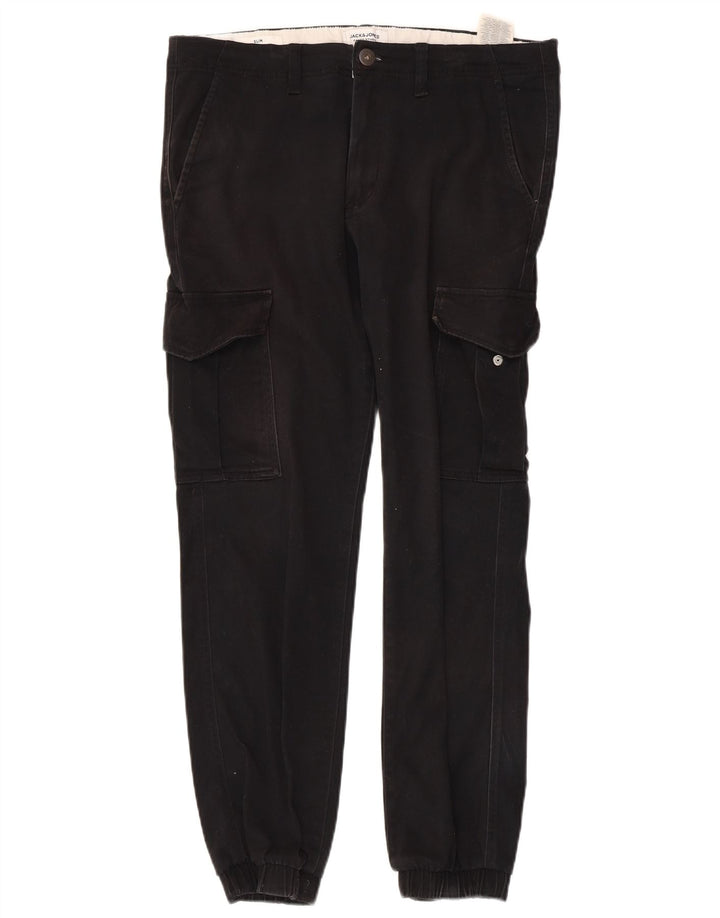JACK & JONES Joggeri pentru bărbați Pantaloni cargo W32 L28 Bumbac negru
