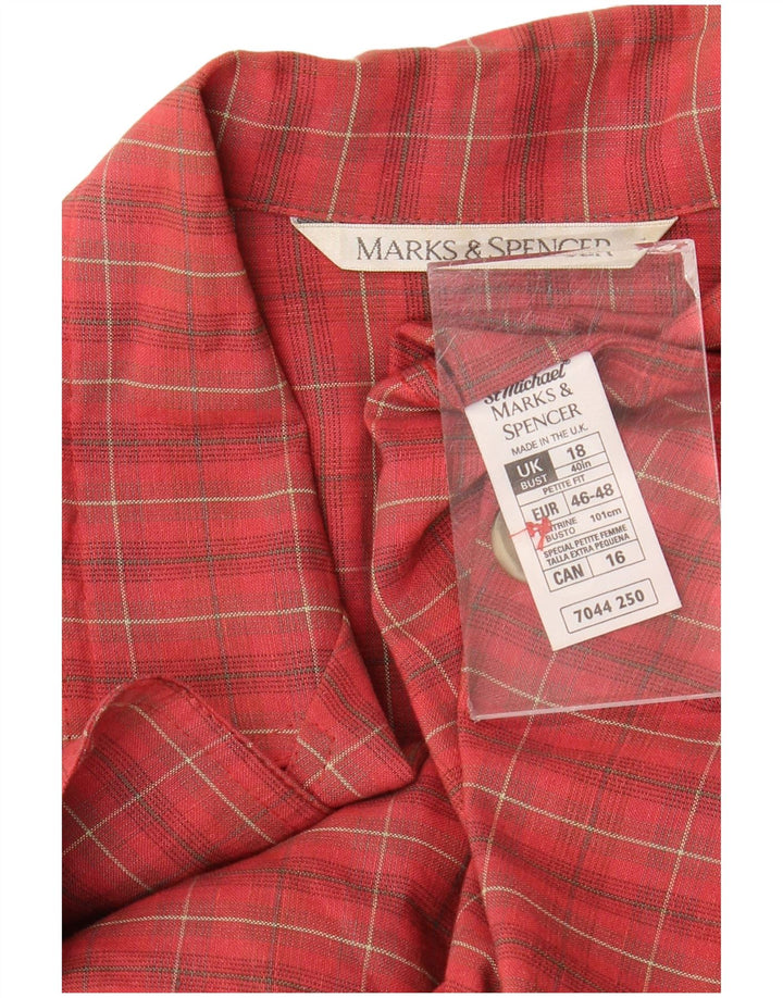 MARKS & SPENCER Jachetă pentru femei cu mâneci 3/4, UK 18 XL, roșu Check