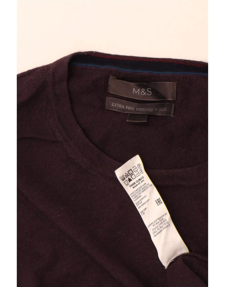 MARKS & SPENCER Pulover pentru bărbați cu gât crew pulover mare, mov, lână merinos