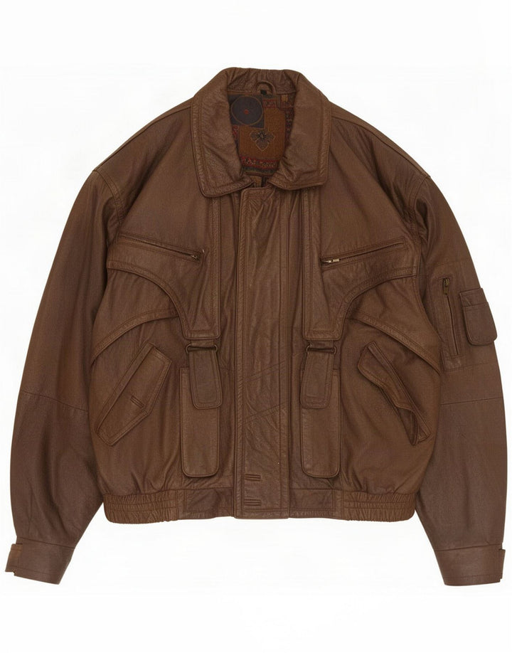 Vintage Mens Leather Jacket UK 36 Small Brown