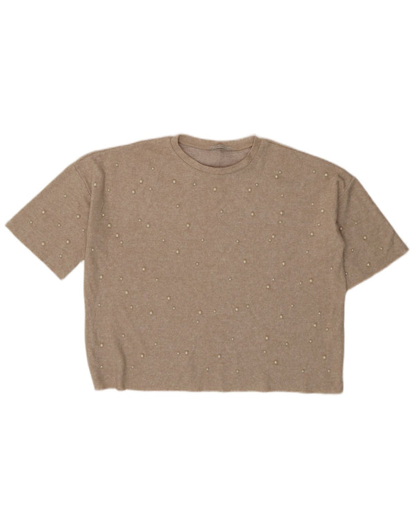 Bluză supradimensionată pentru femei Trafaluc Zara UK 14 Medium Bej cu pete