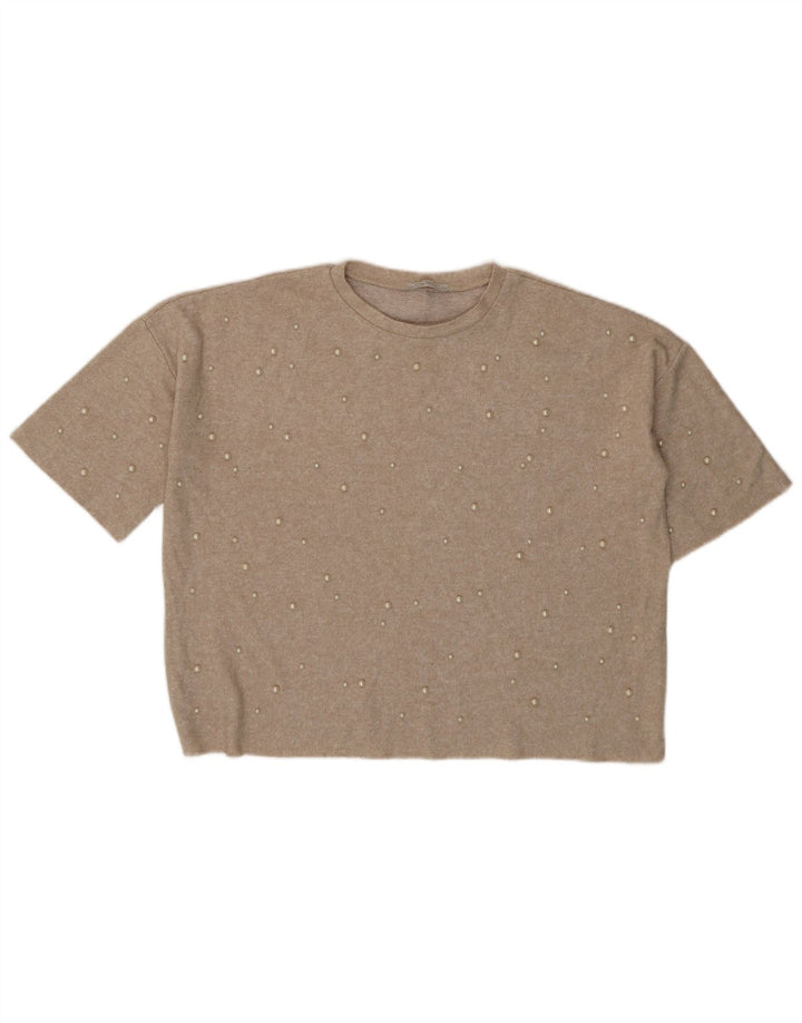 Bluză supradimensionată pentru femei Trafaluc Zara UK 14 Medium Bej cu pete