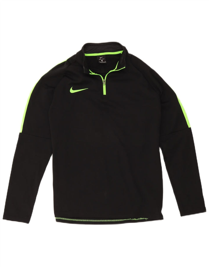 Top de trening pentru bărbați Dri Fit, cu fermoar și gât, negru, colorblock