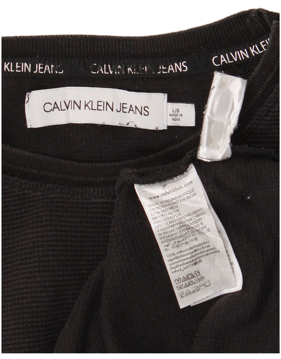 Calvin Klein Jeans Top pentru bărbați cu mânecă lungă, mare, negru, bumbac