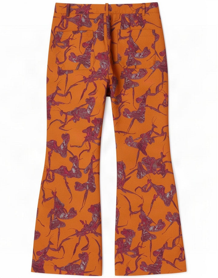 Pantaloni evazați pentru femei Desigual cu model abstract, mediu W30 L30 portocaliu