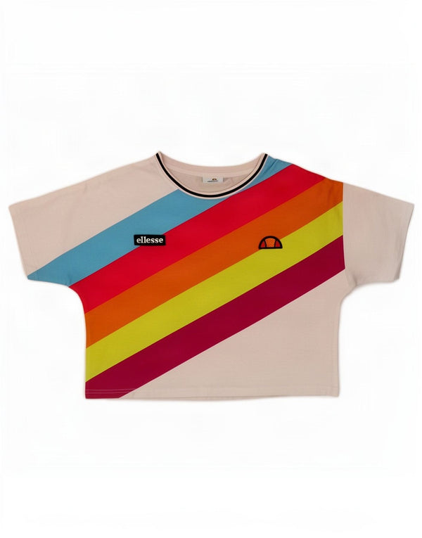 Tricou cu grafic crop Ellesse pentru femei Top UK 12 Medium White Colorblock