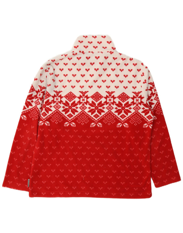Jumper F.LLI Campagnolo pentru femei, cu fermoar și gât, din lână, Marea Britanie 18 XL, Roșu Fair Isle