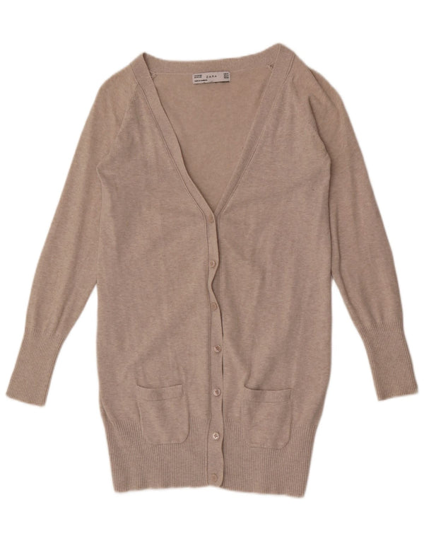 Pulover cardigan pentru femei Zara UK 12, bumbac cu pete gri mediu