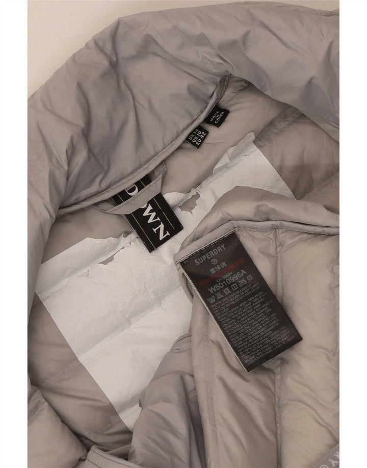 Superdry Jachetă căptușită pentru femei UK 14 Large Gri Nylon