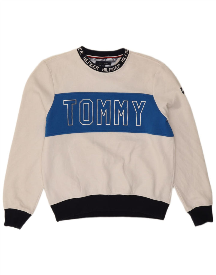 Hanorac grafic pentru bărbați Tommy Hilfiger Pulover mediu alb colorblock