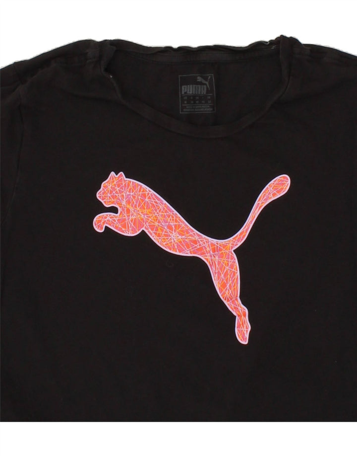 PUMA Womens Graphic T-Shirt Top UK 12 Medium  Black Vintage Puma and Second-Hand Puma from Messina Hembry 