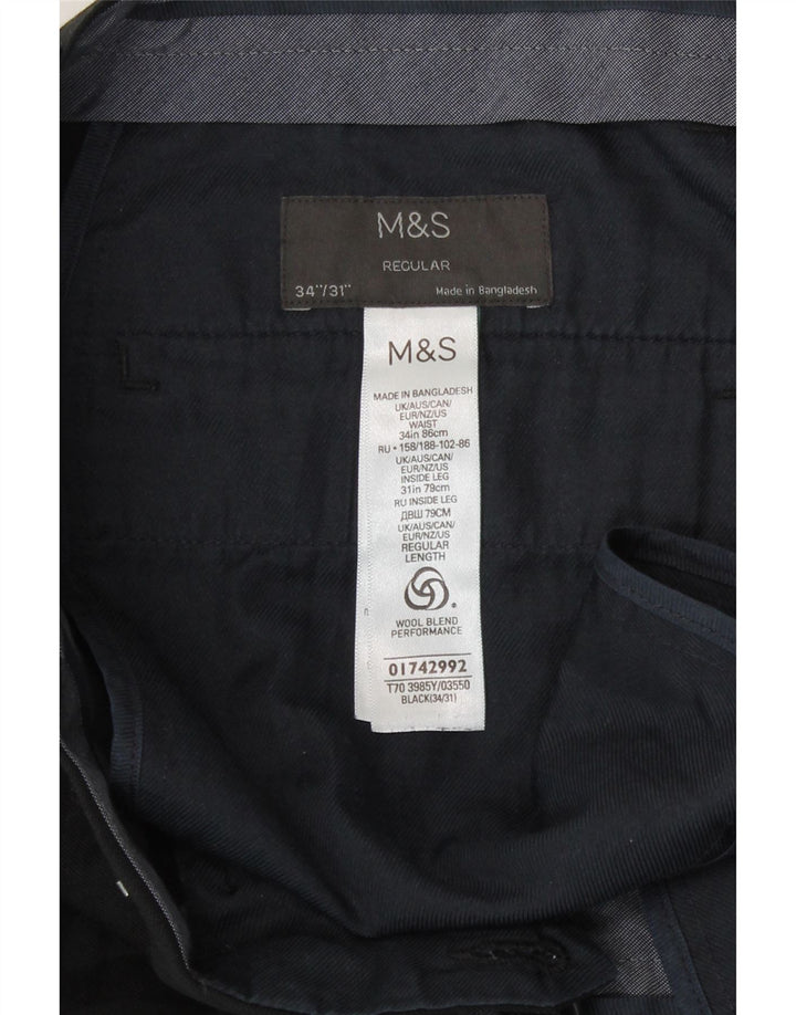 Pantaloni casual pentru bărbați Marks & Spencer, cu ajustare normală, L34 L31, poliester negru