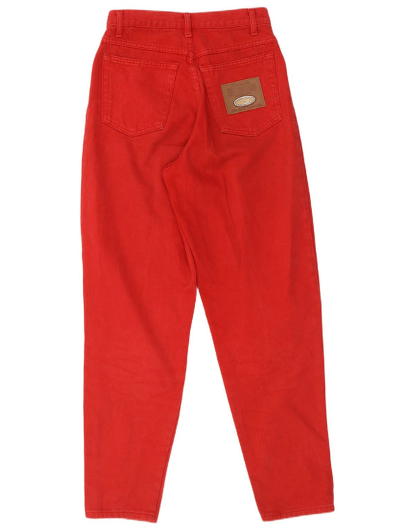 Blugi conici vintage pentru femei cu talie înaltă IT 44 Medium W26 L30 Bumbac roșu