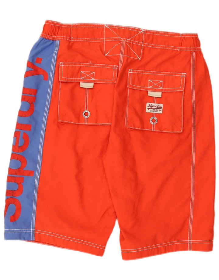 Pantaloni scurți de înot grafic Superdry pentru bărbați, portocaliu mediu, poliester color bloc