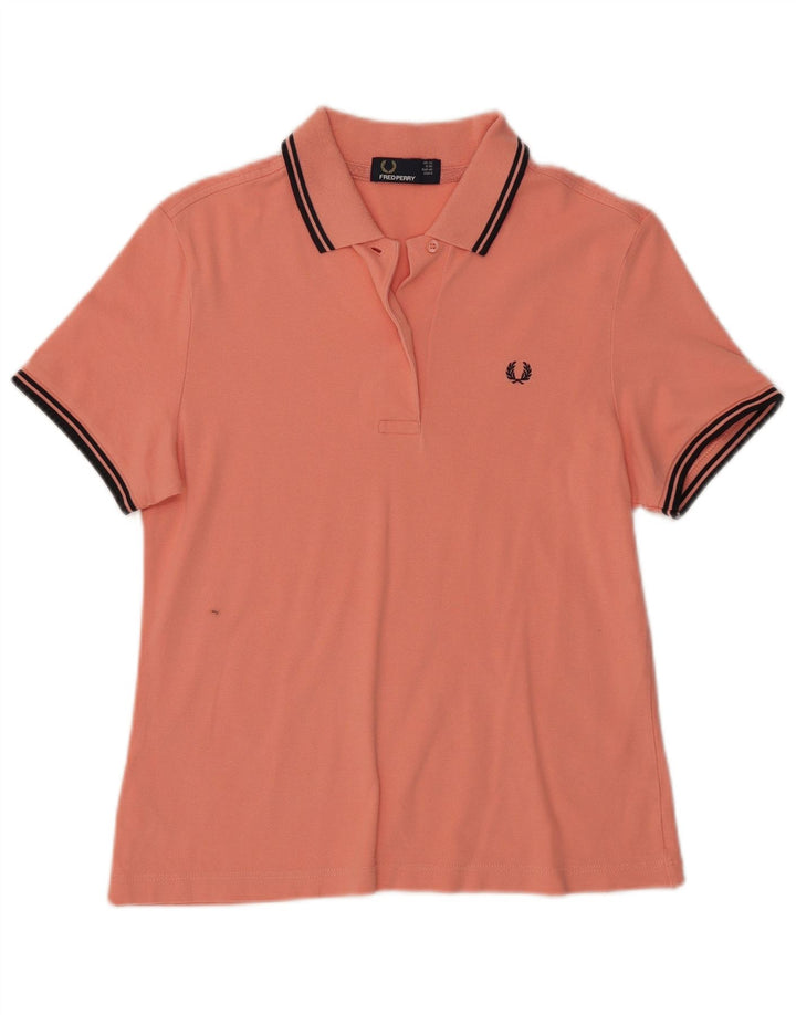 Tricou polo Fred Perry pentru femei UK 12, bumbac roz mediu