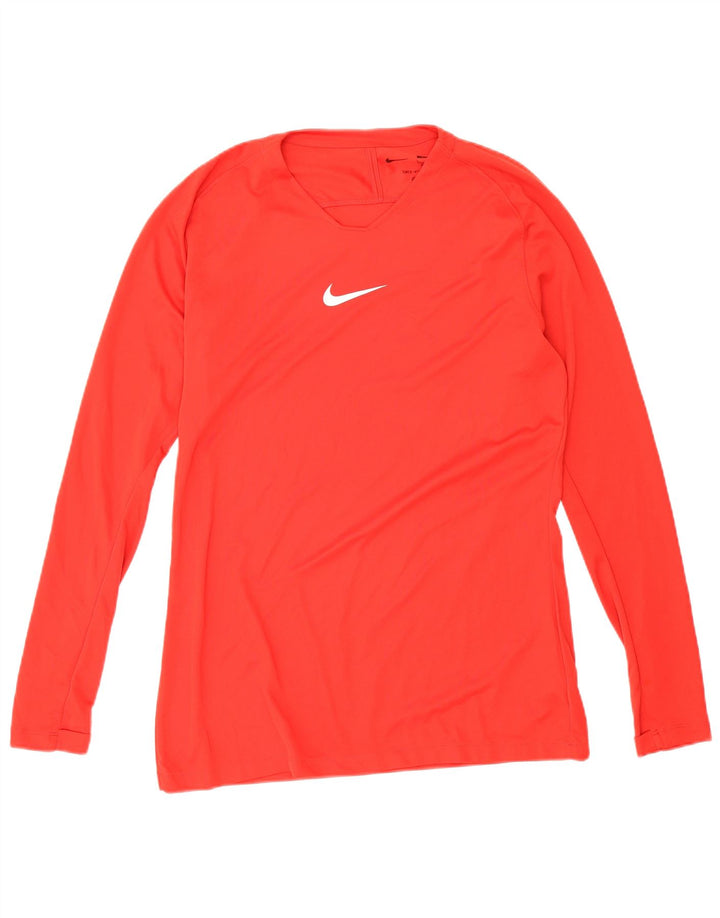Nike Dri Fit Slim Fit Graphic Top cu mânecă lungă din poliester roșu mare