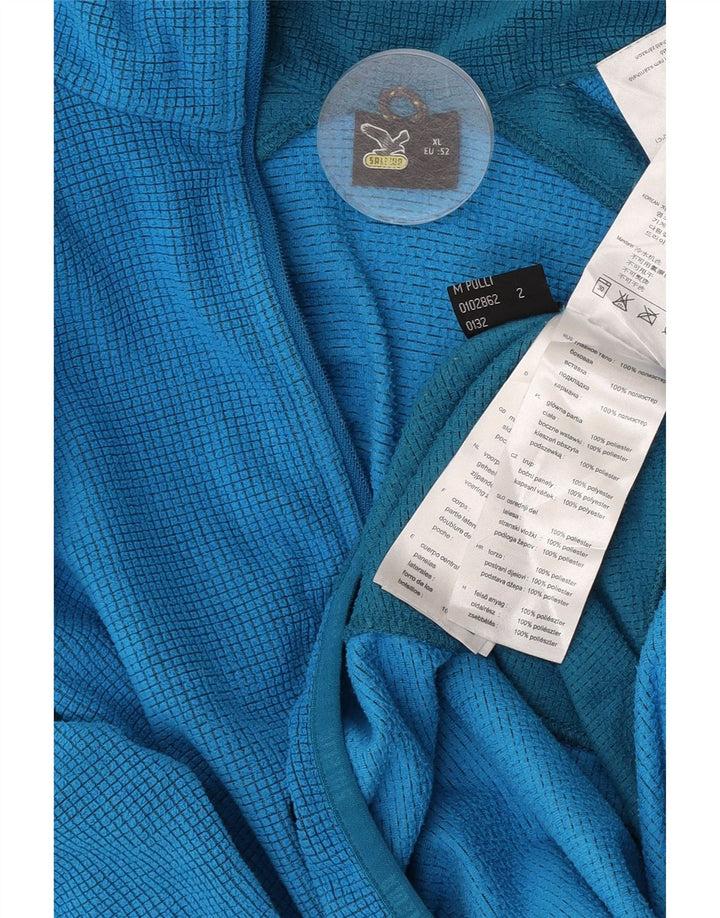 Pulover SALEWA pentru bărbați, cu fermoar, fleece, EU 52 XL, albastru, poliester