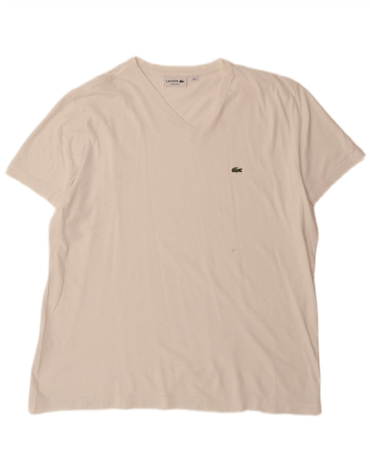 Tricou Lacoste pentru bărbați, cu croiala normală, top mărime 7 2XL, bumbac alb