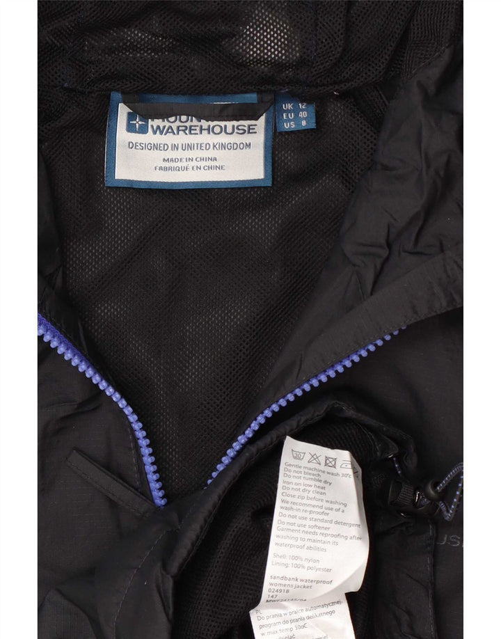 Jachetă de ploaie cu glugă pentru femei Mountain Warehouse UK 12 Medium Black Nylon