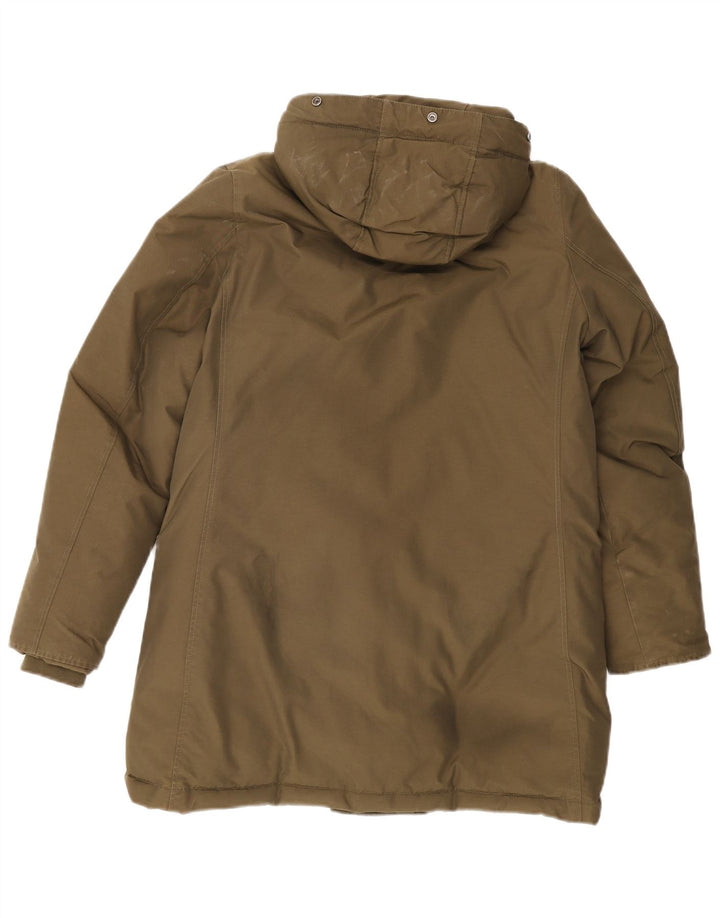 Palton căptușit cu glugă Woolrich pentru femei UK 14 Bumbac kaki mediu