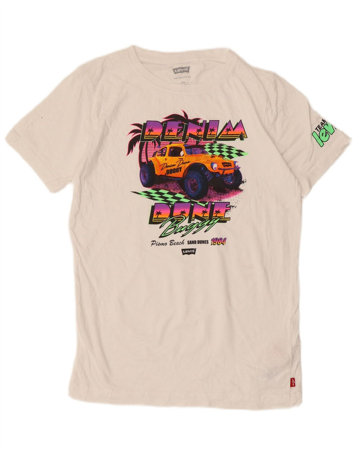 LEVI'S Boys Graphic T-Shirt Top 13-14 Years White Cotton