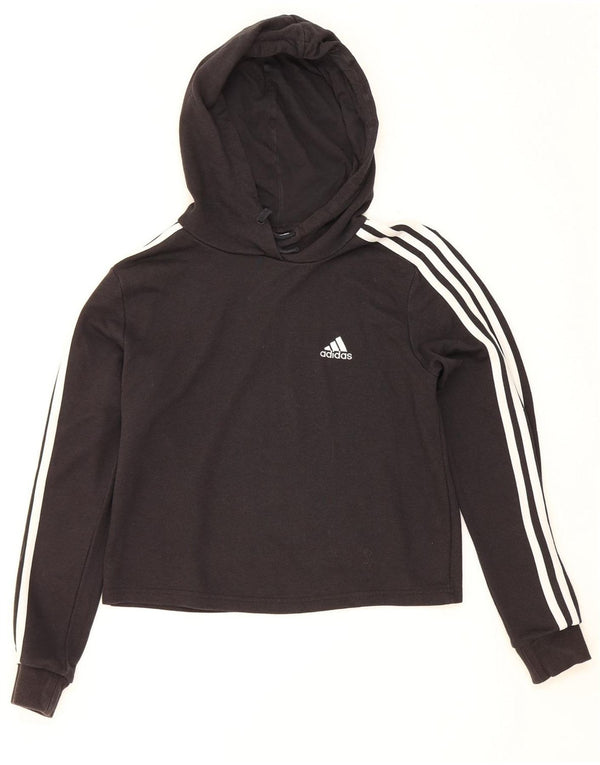 Jumper Adidas Crop Hoodie pentru femei UK 8/10 Bumbac negru mic