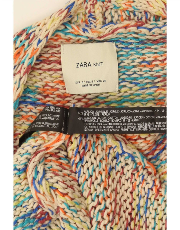 Pulover cardigan supradimensionat pentru femei Zara cu mâneci 3/4 UK 10 mic multicolor