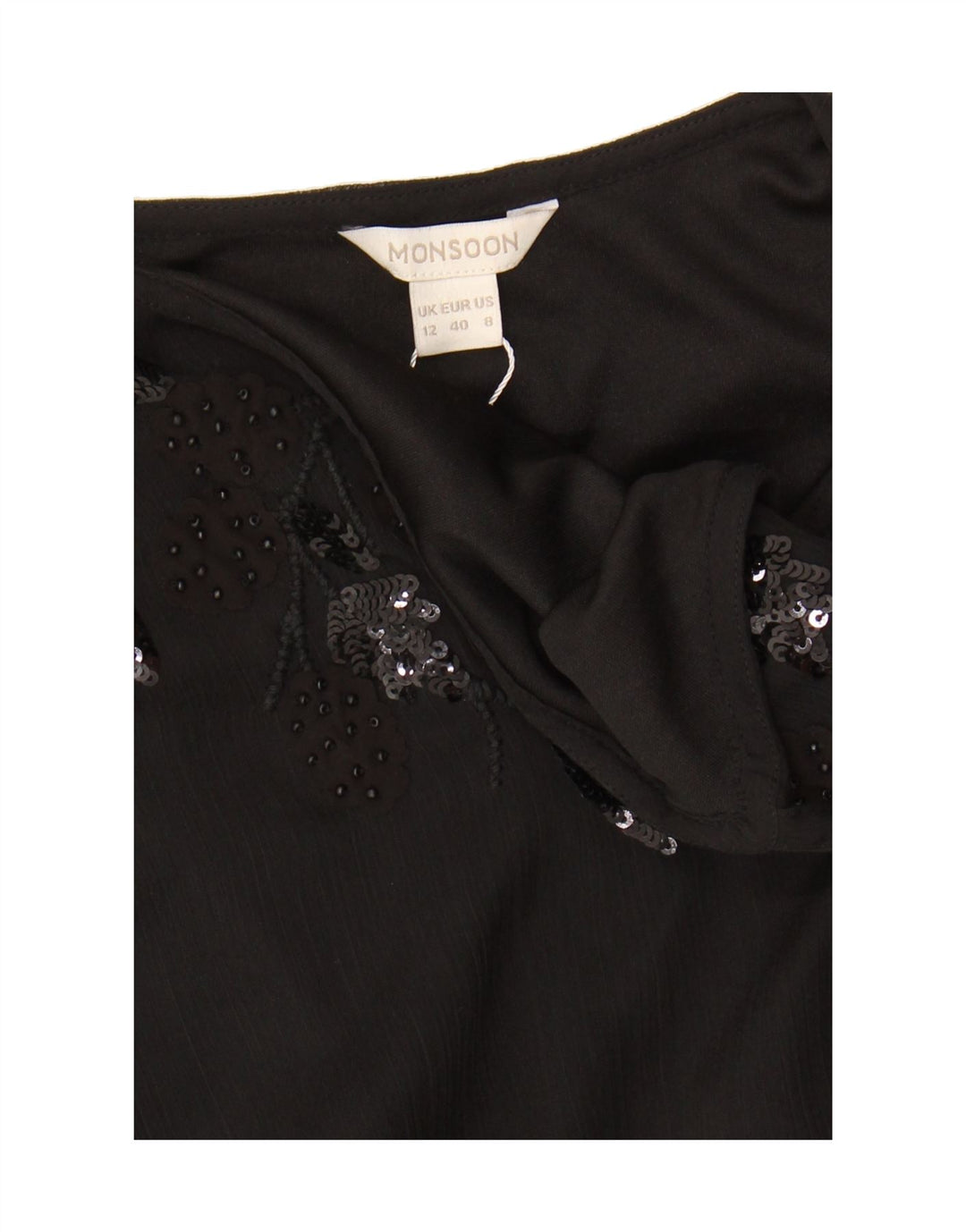 MONSOON Womens Cami Top UK 12 Medium Black Polyester Vintage Monsoon and Second-Hand Monsoon from Messina Hembry 