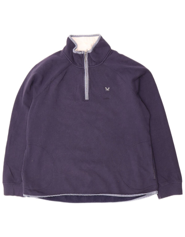 CREW CLOTHING Hanorac pentru femei cu fermoar și gât Pulover UK 14 Mare Bleumarin