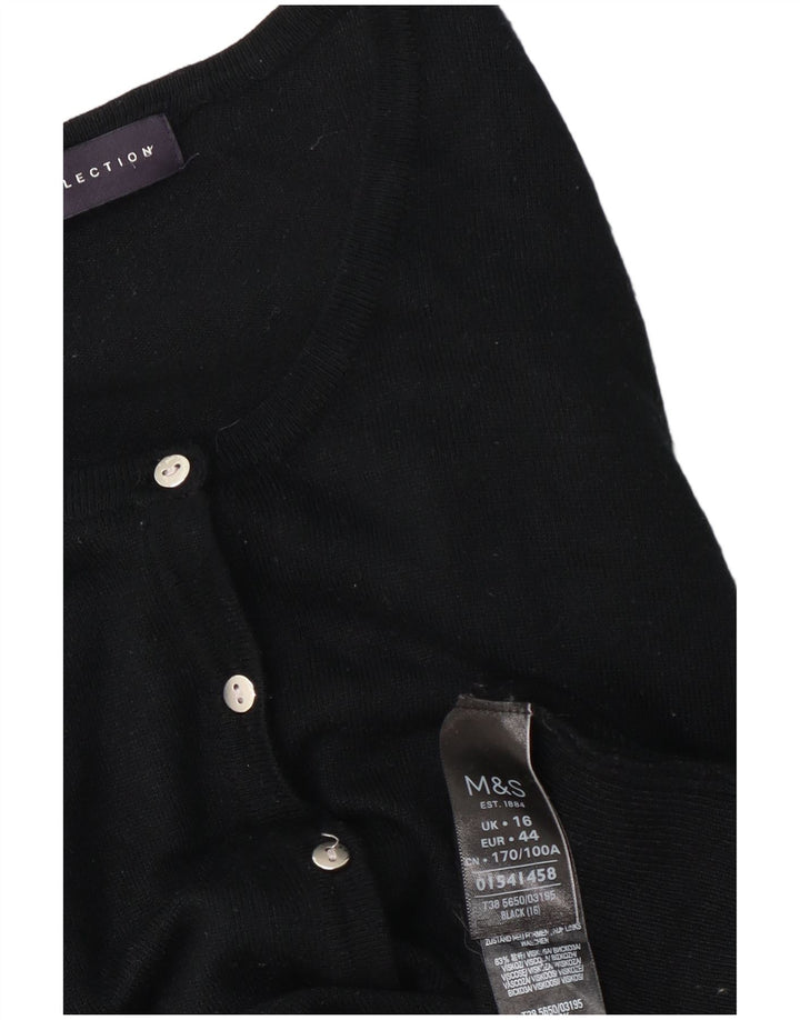 Pulover cardigan pentru femei Marks & Spencer UK 16 mare, negru, viscoză