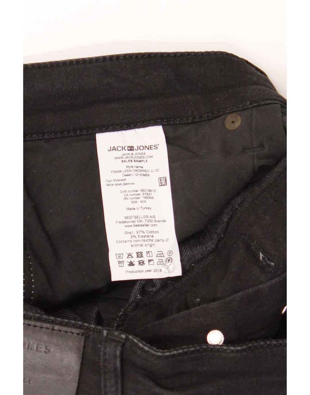 Blugi drepți pentru bărbați Jack & Jones W34 L27 bumbac negru