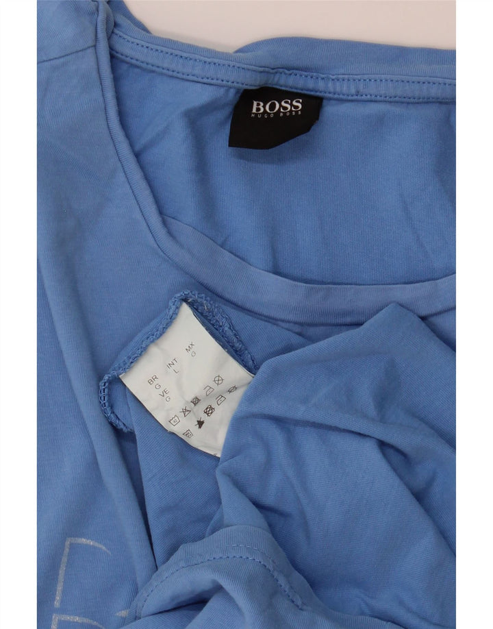 Tricou grafic pentru bărbați Hugo Boss Top mare din bumbac albastru