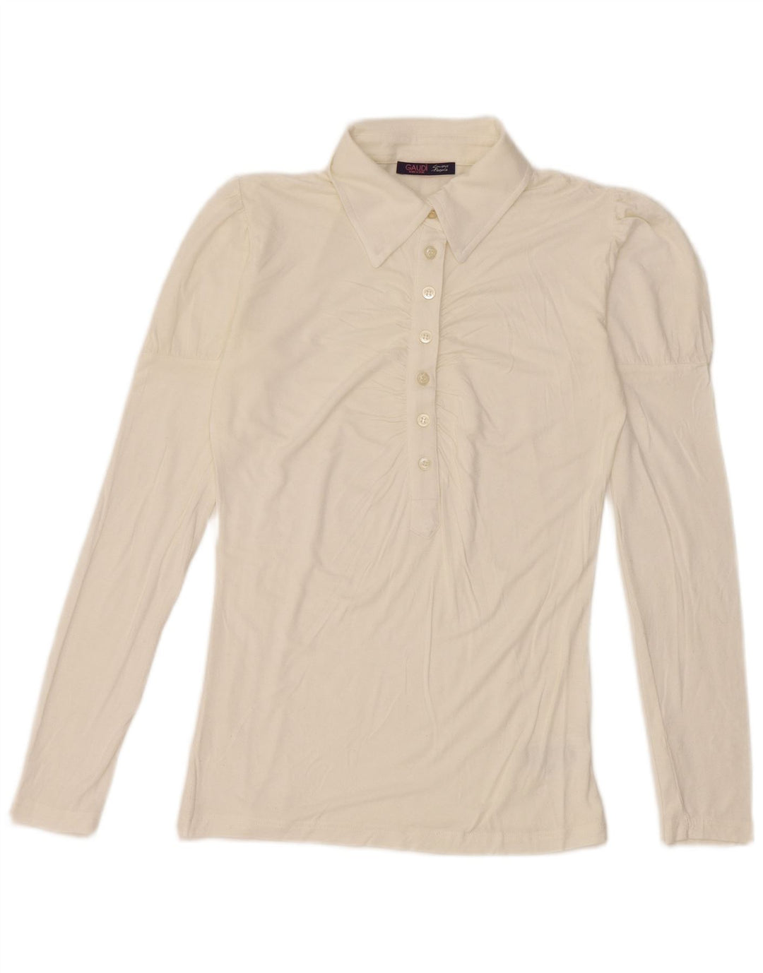 Tricou polo pentru femei Gaudi cu mânecă lungă UK 12 Medium White Viscose
