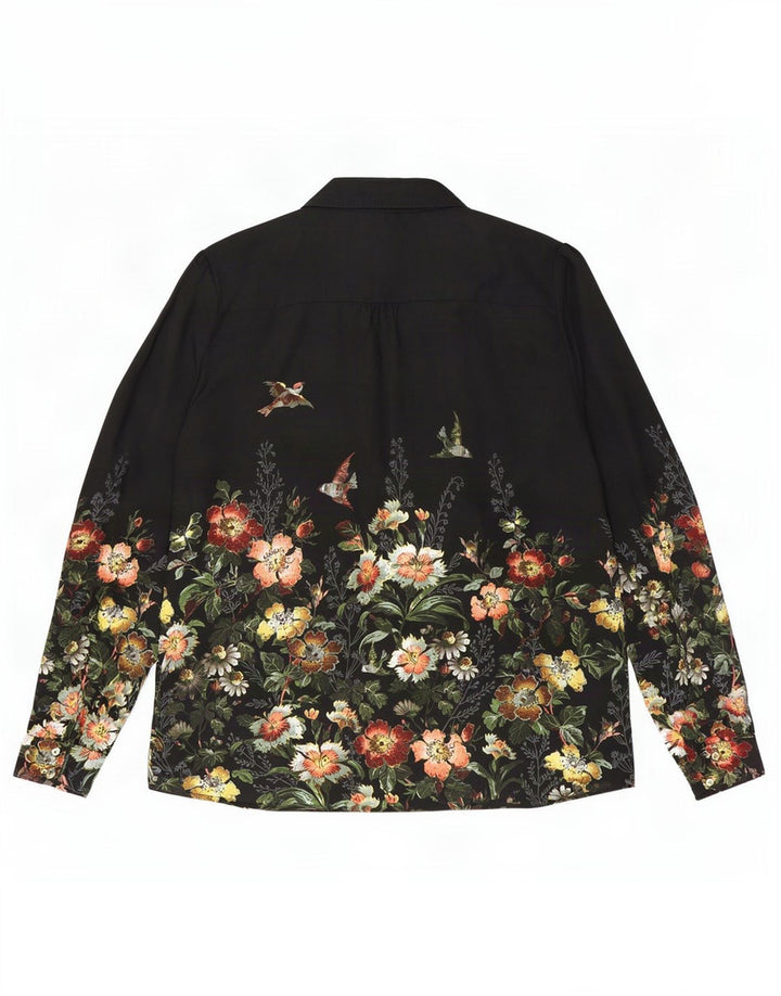 Bluză militară Oasis pentru femei UK 14 Poliester Floral Negru Mediu