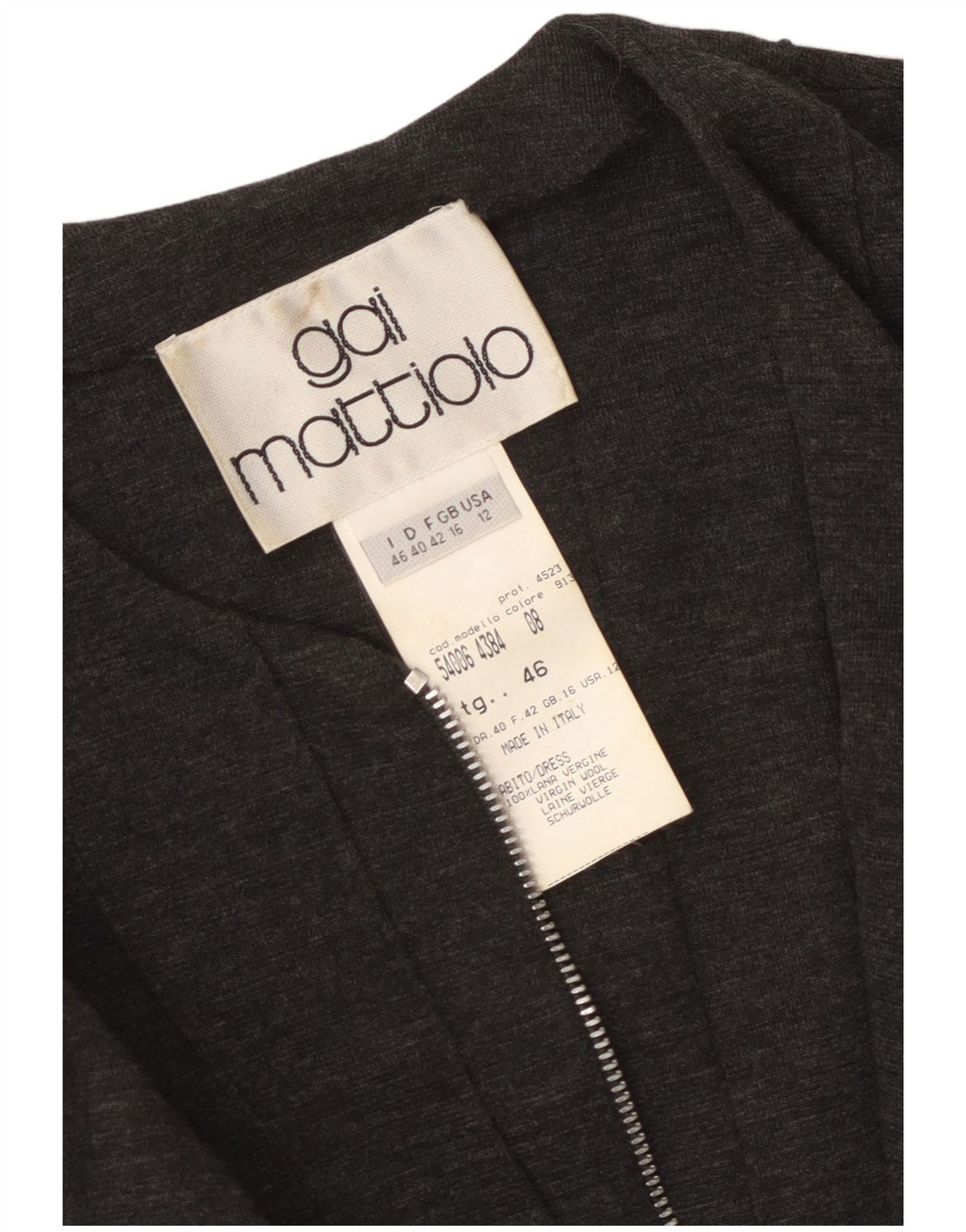 GAI MATTIOLO Rochie bodycon cu mâneci lungi pentru femei UK 16 Lână virgină mare gri