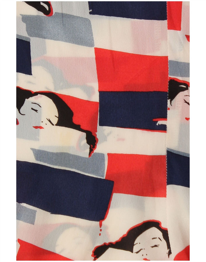 Bluză cu grafică pentru femei VINTAGE UK 18 XL Acetat multicolor