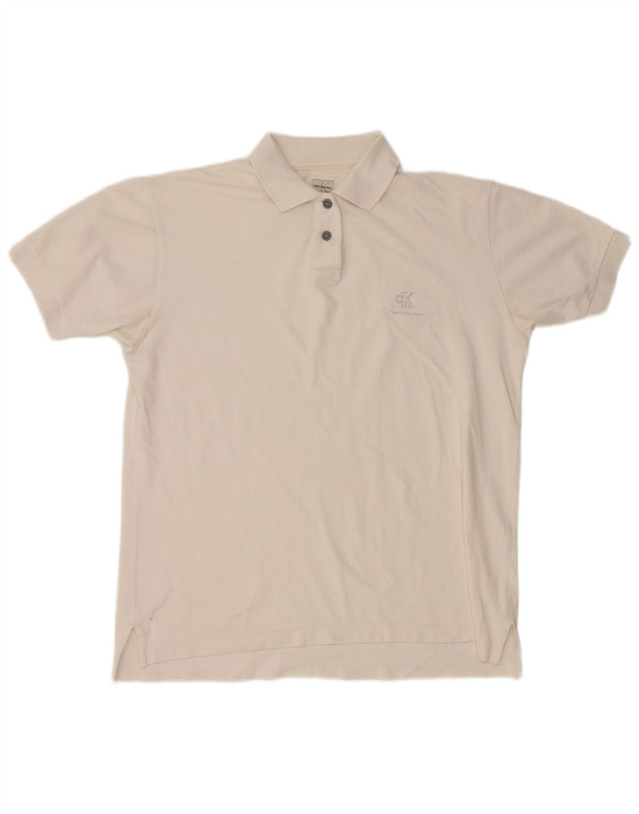 Cămașă polo Calvin Klein pentru bărbați, mare, alb, bumbac