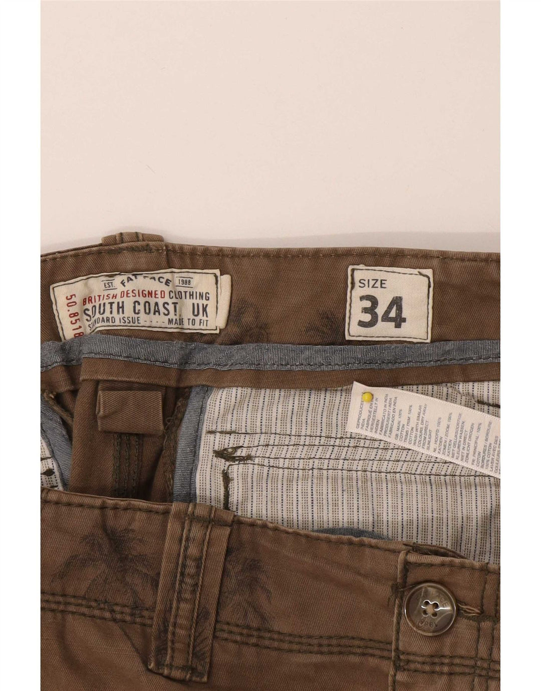 Pantaloni scurți cargo pentru bărbați Fat Face W34, maro, bumbac floral