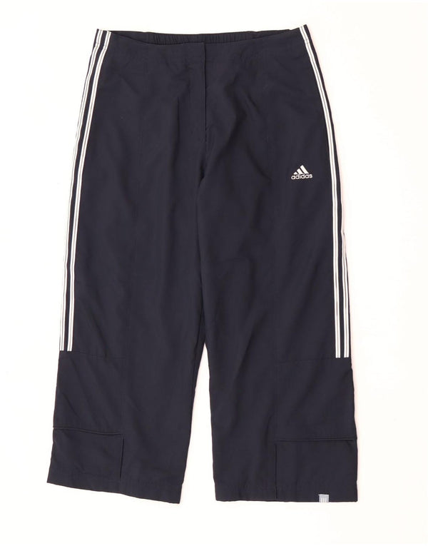 Pantaloni capri cu picioare largi Adidas pentru femei UK 10 Small W32 L20 Bleumarin