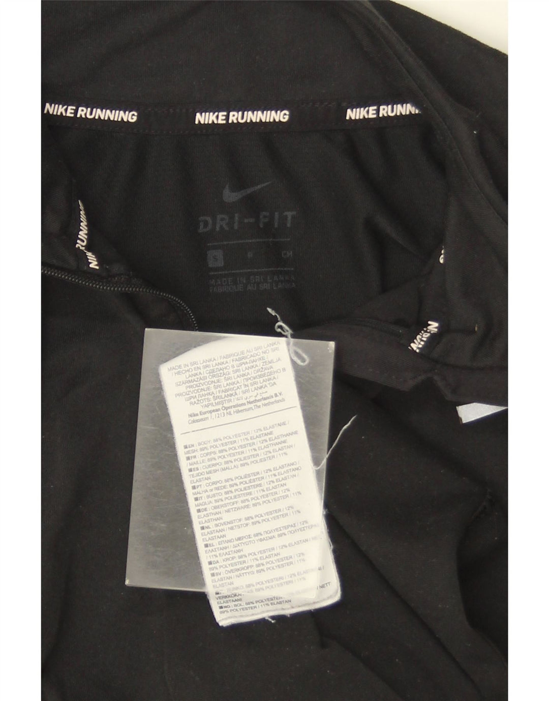 Top de trening Nike Dri Fit Zip Neck Pullover pentru femei UK 10 Small Black