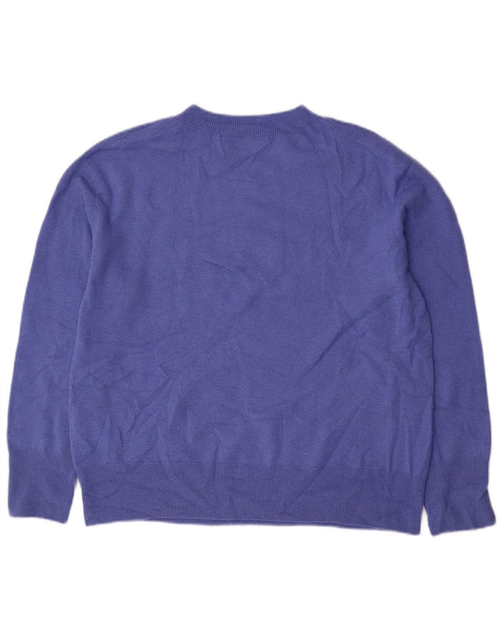Pulover supradimensionat pentru femei Zara, cu gât crew, UK 10, lână albastră mică