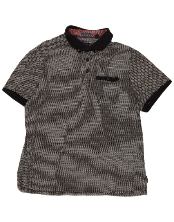 Tricou polo pentru bărbați Ted Baker Mărimea 5 XL Bumbac geometric negru