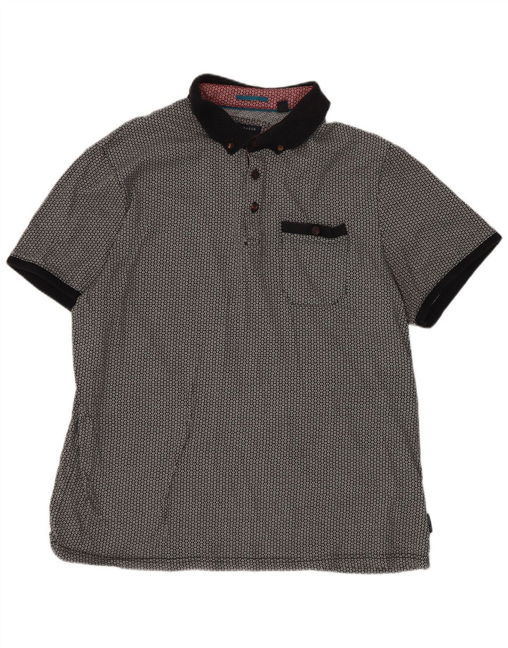 Tricou polo pentru bărbați Ted Baker Mărimea 5 XL Bumbac geometric negru