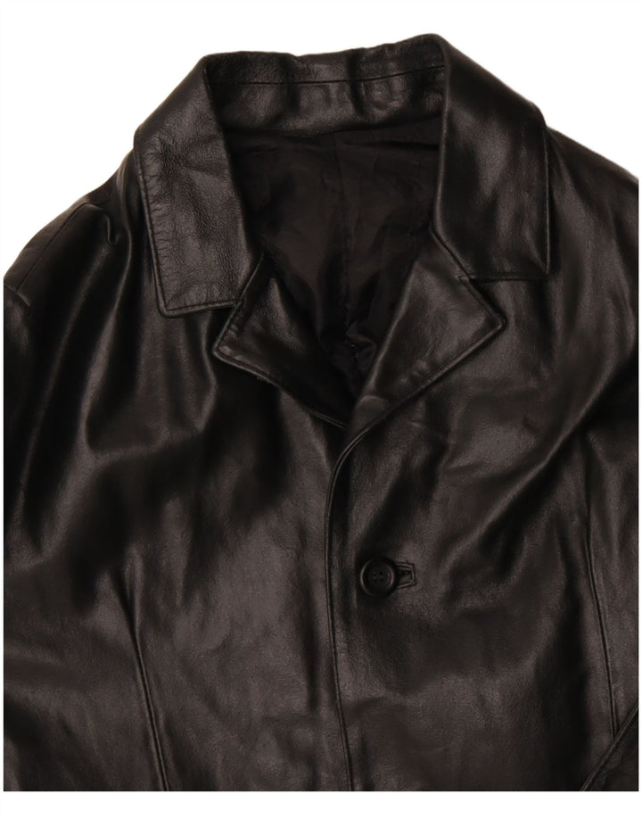 Palton din piele pentru bărbați VINTAGE UK 36 Piele neagră mică