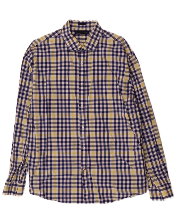 Cămașă pentru bărbați Tommy Hilfiger Slim Fit Mărimea 17 1/2 XL Bumbac cu check albastru