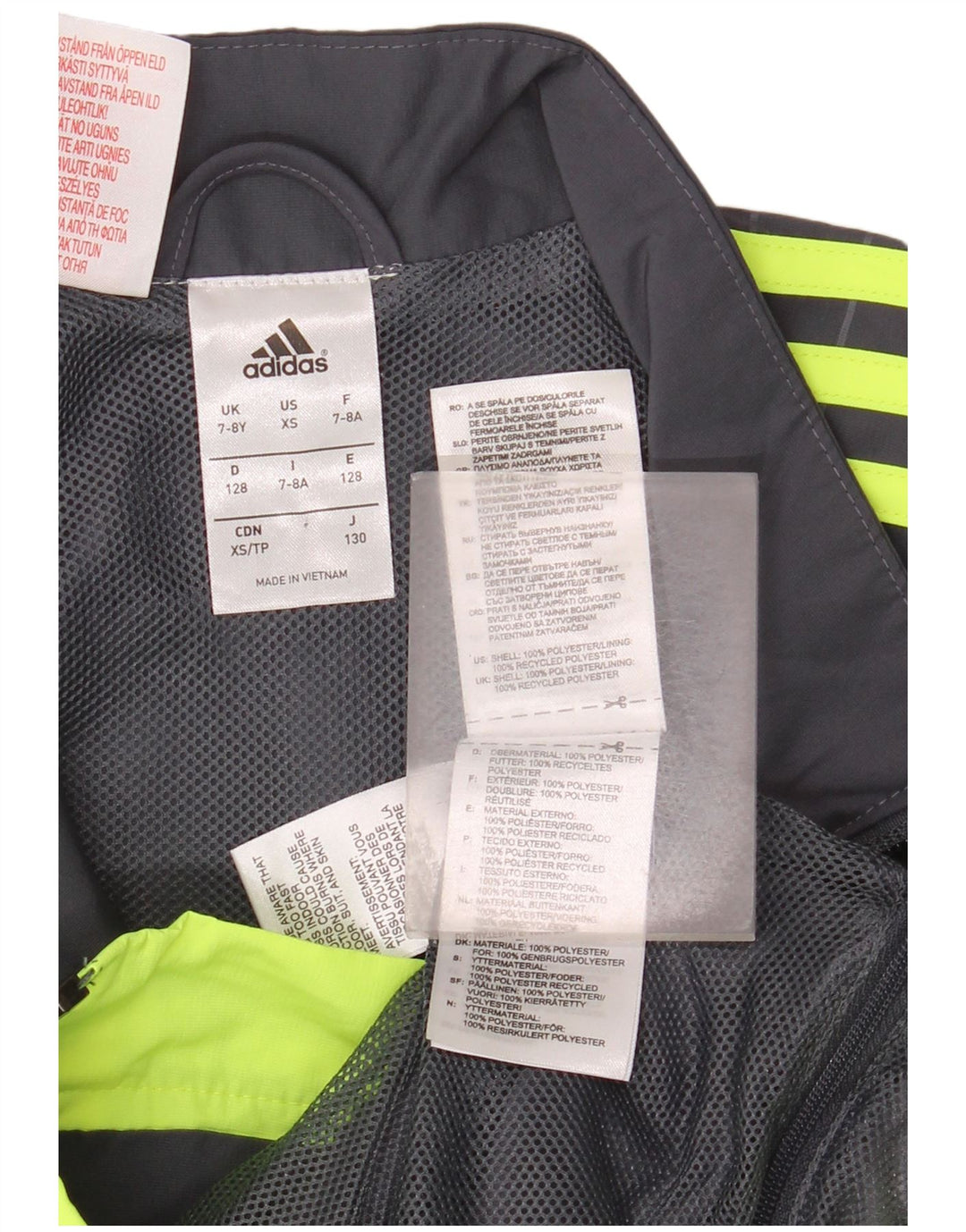 Jachetă de top pentru trening cu grafică Adidas pentru băieți 7-8 ani, gri Colorblock