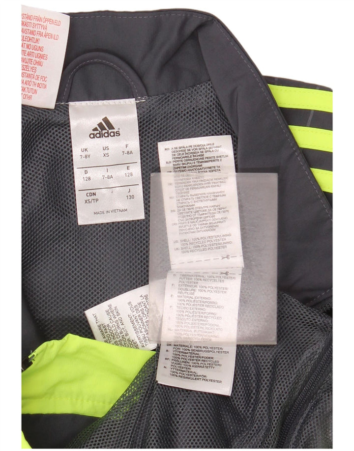 Jachetă de top pentru trening cu grafică Adidas pentru băieți 7-8 ani, gri Colorblock